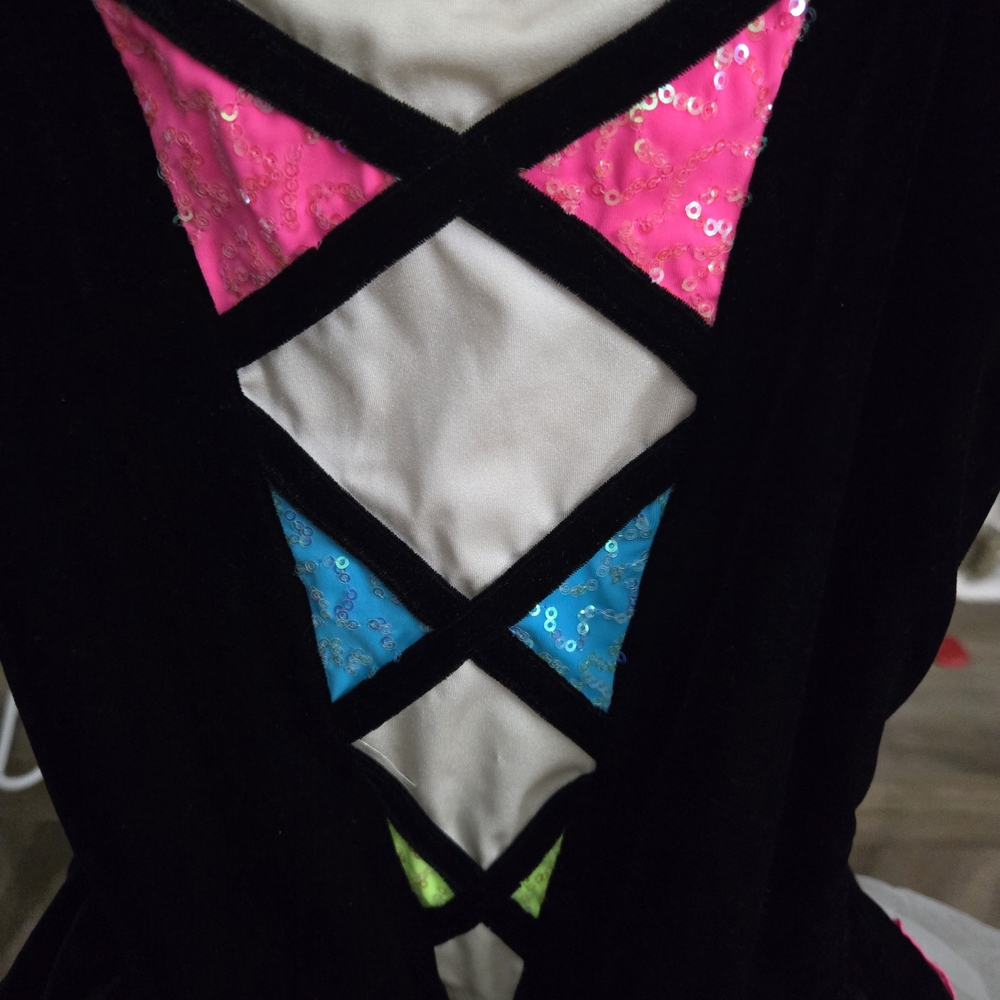 Weissman Black Dance Tutu Dress with Neon Pink, Blue & Lime Accents - Picture 5 of 6